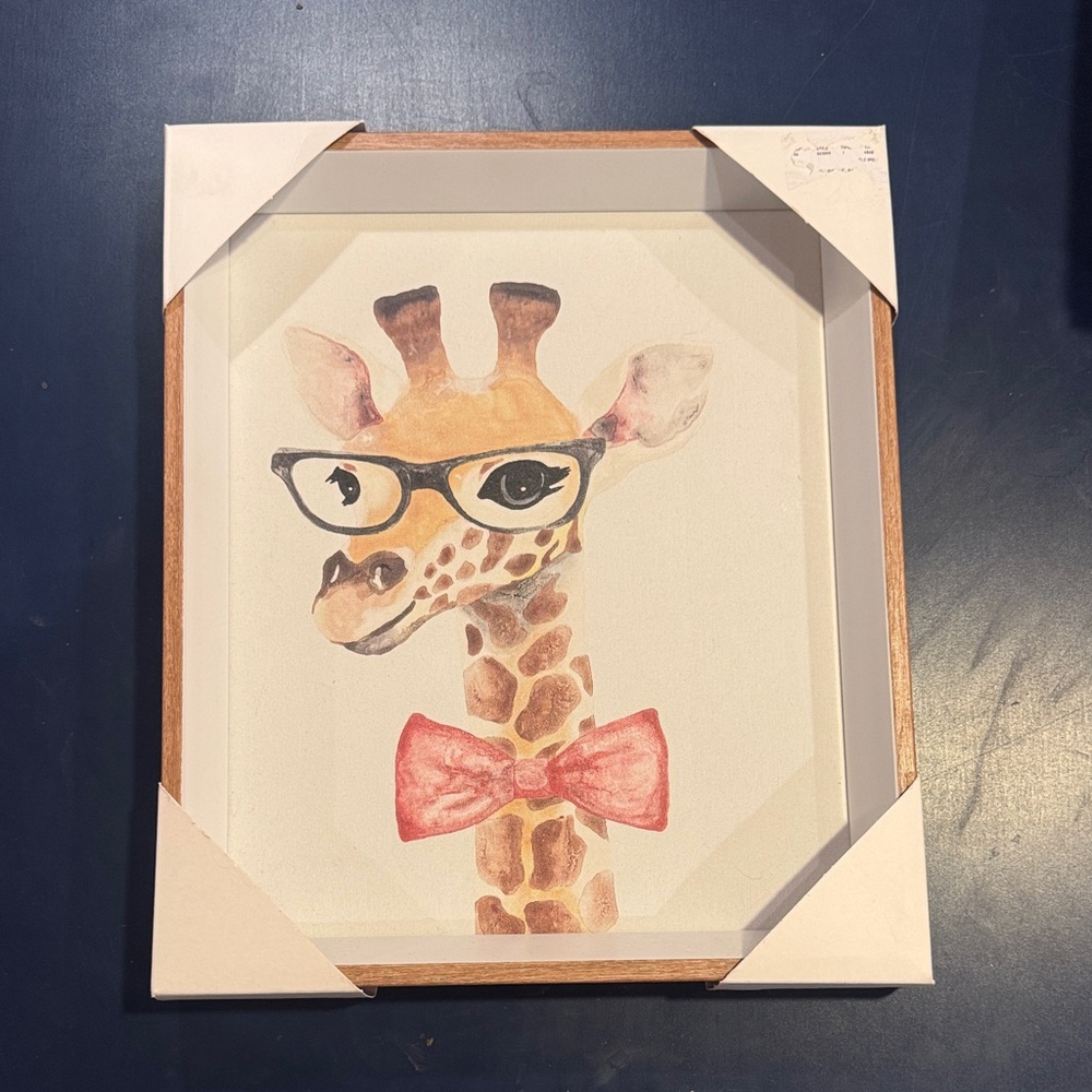 Giraffe with Glasses and Bow Tie Art Print